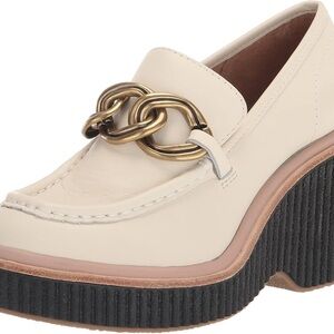 NEW Dolce Vita Women's Brenan Platform Wedge Loafers white